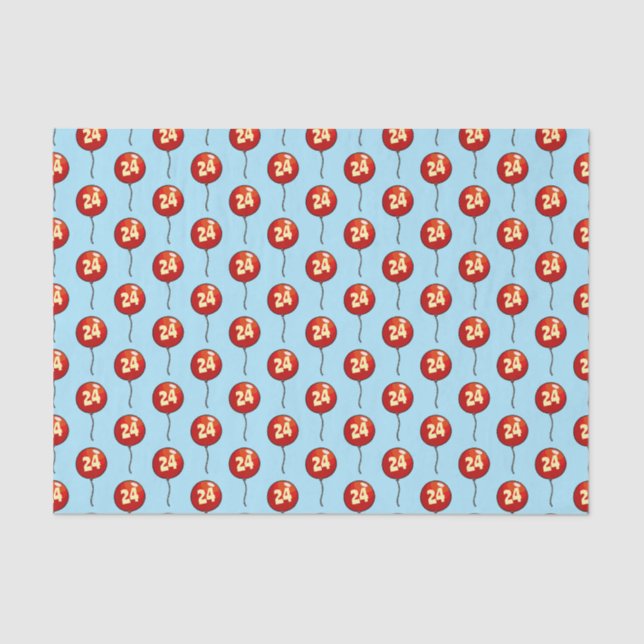 Add Your Age Shiny Simple Red Birthday Balloons Tissue Paper (Front)