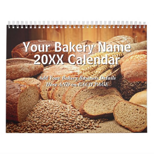 Add Your Bakery Name Details 20xx Bread  Calendar