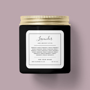 Add Your Brand Black Border Ingredients List Square Sticker