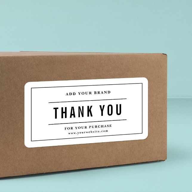 Add Your Brand Thank You Black Border Lines Label (Creator Uploaded)
