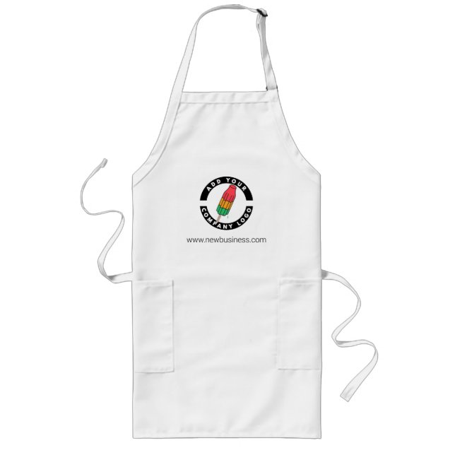 Add Your Business Brand Logo and Website Address Long Apron (Front)