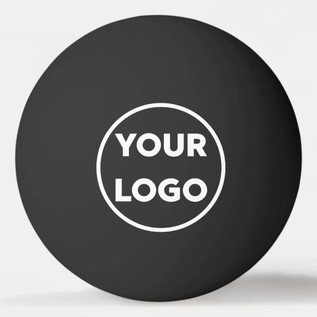 Add Your Business Company Logo Branded Black Ping Pong Ball (Front)