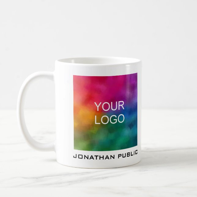 Add Your Business Company Logo Name Text Modern Coffee Mug (Left)