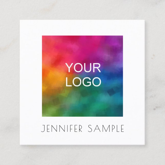 Add Your Business Company Logo Professional Modern Square Business Card (Front)