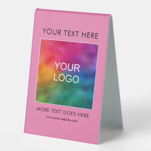Add Your Business Company Logo Text Here Pink Best Table Tent Sign