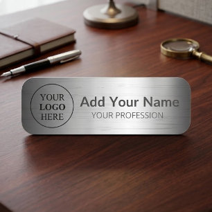 Add Your Business Corporate Logo Here Metal Name Tag