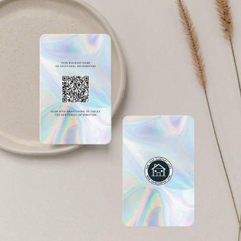 Add Your Business Logo And Qr Code Diy Holographic Business Card by Milestone_Hub at Zazzle