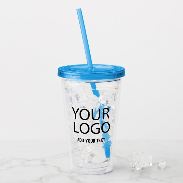Add Your Business Logo and Text Custom   Acrylic Tumbler (Front Ice)