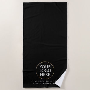 Add Your Business Logo and Text Custom Black Beach Towel