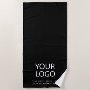 Add Your Business Logo and Text Custom Black Beach Towel