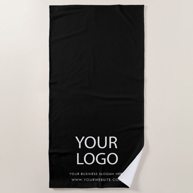 Add Your Business Logo and Text Custom  Black  Beach Towel (Front)
