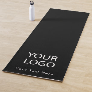 Add Your Business Logo and Text Custom Black Yoga Mat