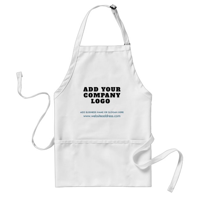 Add Your Business Logo and Website Employee Staff Adult Apron (Front)