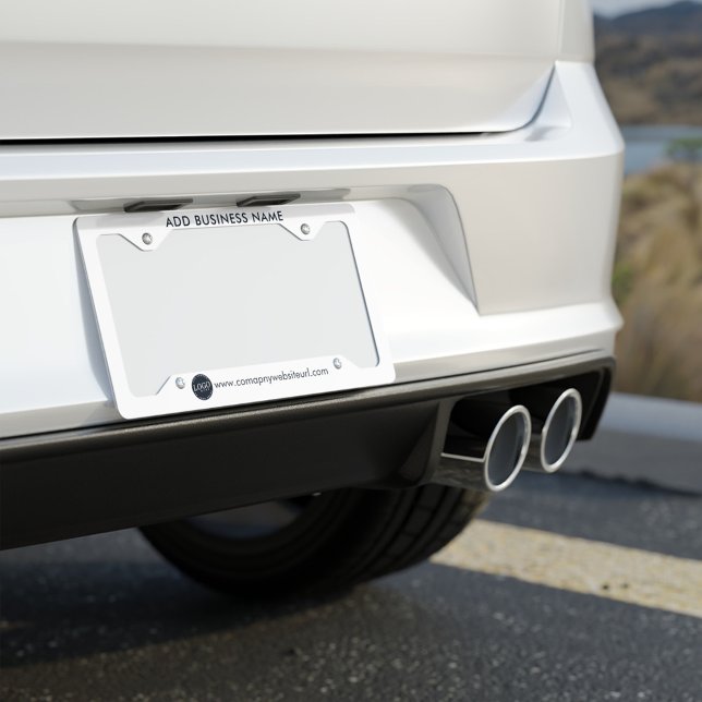 Add Your Business Logo and Website Simple Staff License Plate Frame (Business Logo Automobile License Plate Frame)