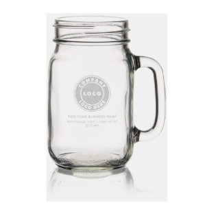 Add Your Business Logo and Website Slogan Custom Mason Jar W/ Handle