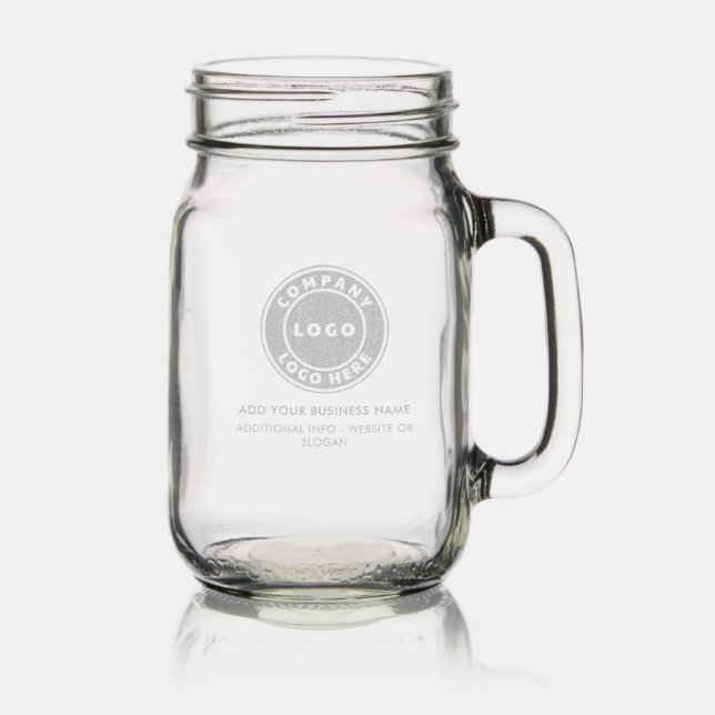 Add Your Business Logo and Website Slogan Custom Mason Jar W/ Handle (Glassware)