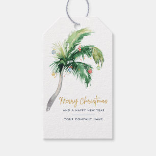 Add Your Business Logo Christmas Holiday Palm Tree Gift Tags