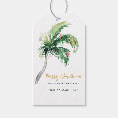 Add Your Business Logo Christmas Holiday Palm Tree Gift Tags