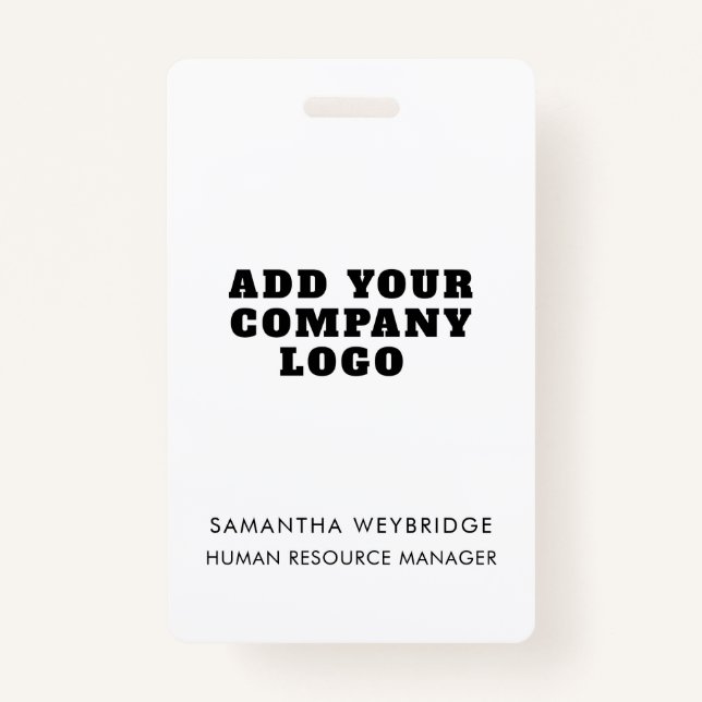 Add Your Business Logo Company Employee Staff ID Badge (Front)