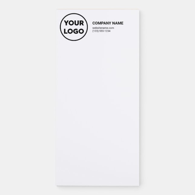 Add Your Business Logo Company Name Contact Info Magnetic Notepad (Front)