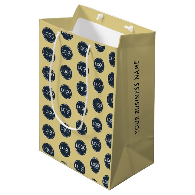 Add Your Business Logo Company Name Promotiona Medium Gift Bag (Front Angled)