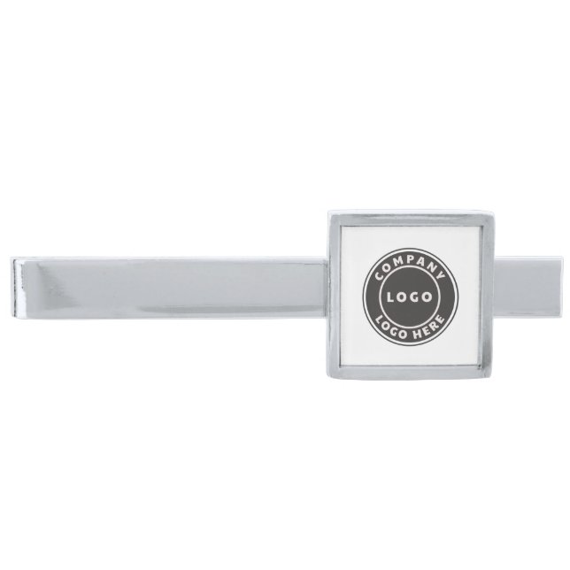 Add Your Business Logo Company Promotional Swag Silver Finish Tie Bar (Front)