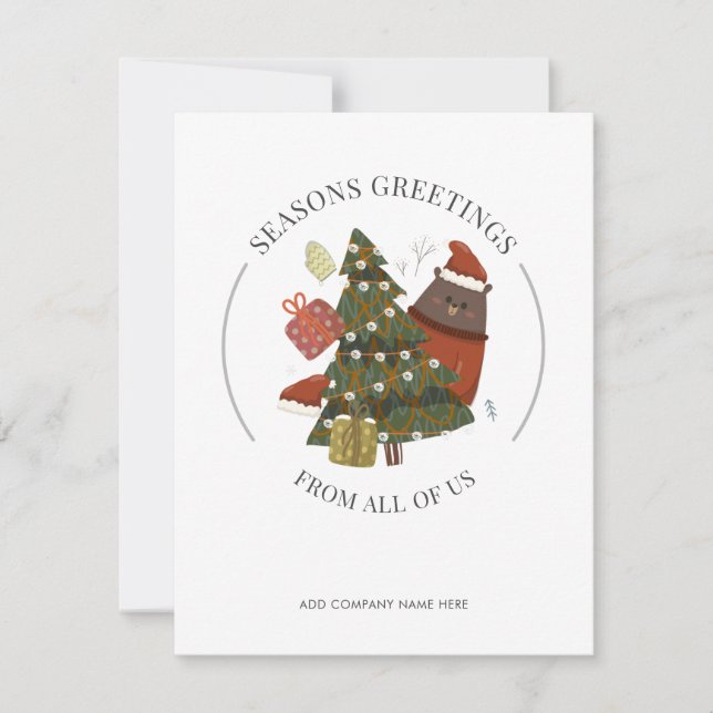 Add Your Business Logo Corporate Christmas Holiday Note Card (Front)