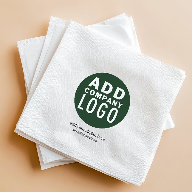 Add Your Business Logo DIY Paper Napkins (Business Logo Green Custom Paper Napkin)