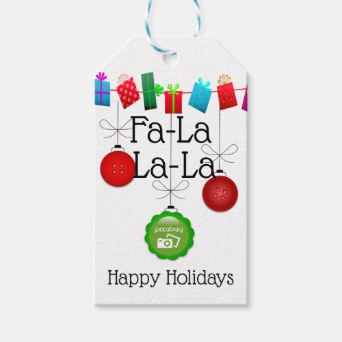 Add Your Business Logo Fa_La_La_La Holiday Gift Tags
