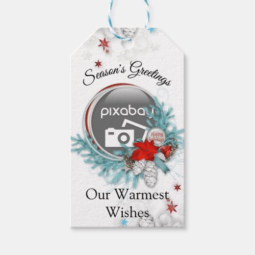 Add Your Business Logo Festive Frame Holiday Gift Tags