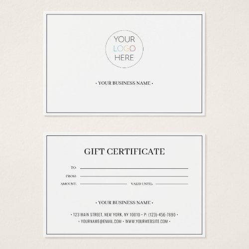Add Your Business Logo Frame Gift Certificate