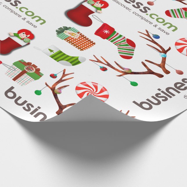 Add Your Business Logo Fun Holiday Wrapping Paper (Corner)