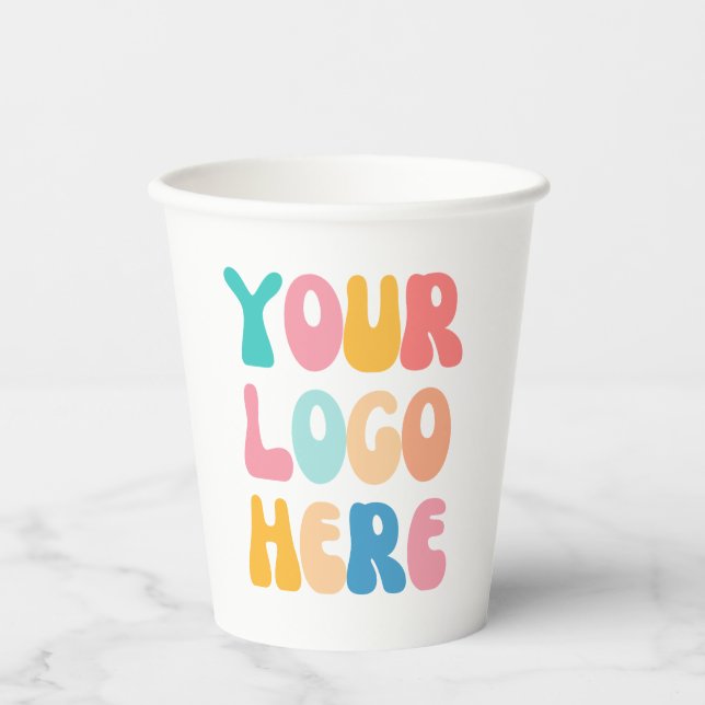 Add your business Logo Modern Minimal Simple Paper Cups (Front)