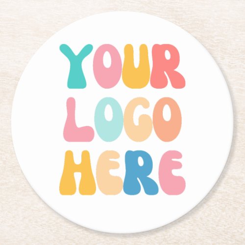 Add your business Logo Modern Minimal Simple Round Paper Coaster