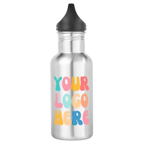 Add your business Logo Modern Minimal Simple Stainless Steel Water Bottle