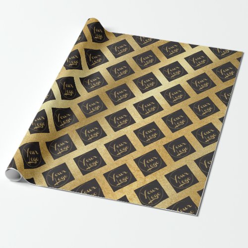 Add Your Business Logo on Golden Wrapping Paper