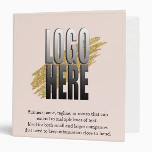 Add Your Business Logo Personalized Text on Blush 3 Ring Binder