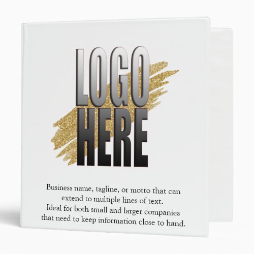 Add Your Business Logo Personalized Text on White  3 Ring Binder