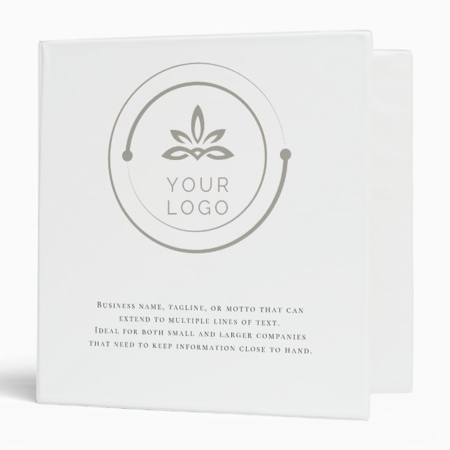 Add Your Business Logo Personalized Text on White  3 Ring Binder (Front/Inside)