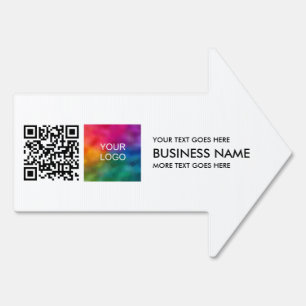 Add Your Business Logo QR Code Address Arrow Yard Sign