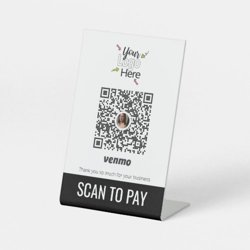 Add Your Business Logo QR Code Venmo Pay Here  Pedestal Sign