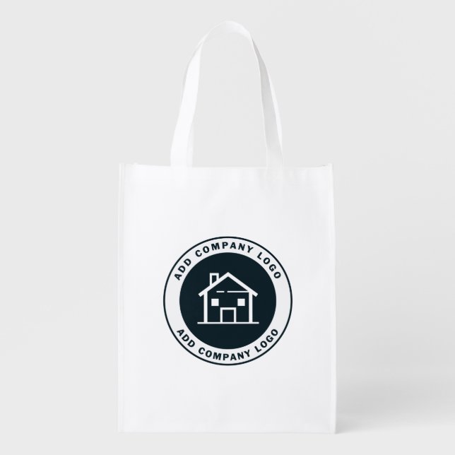 Add Your Business Logo Real Estate Agent Custom Grocery Bag (Front)