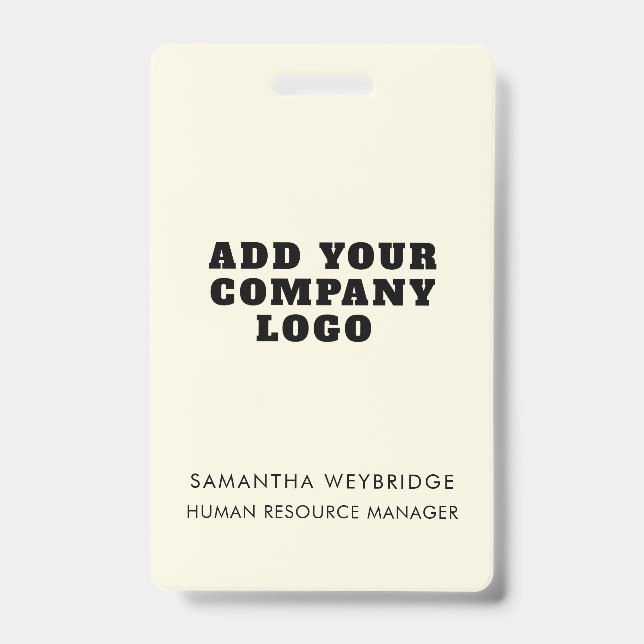 Add Your Business Logo Simple Company Employee Badge (Front)