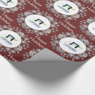 Add Your Business Logo Snowflakes Holiday Wrapping Paper