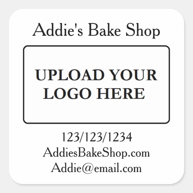 Add Your Business Logo  Square Sticker (Front)