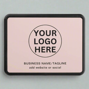 Add Your Business Logo & Text Blush Pink Branded Hitch Cover