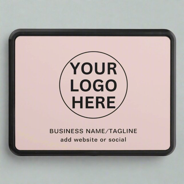 Add Your Business Logo & Text Blush Pink Branded Hitch Cover (Creator Uploaded)