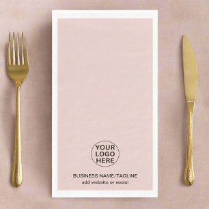 Add Your Business Logo & Text Blush Pink Paper Guest Towels