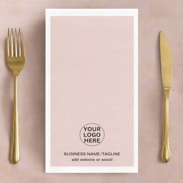 Add Your Business Logo & Text Blush Pink Paper Guest Towels (Creator Uploaded)