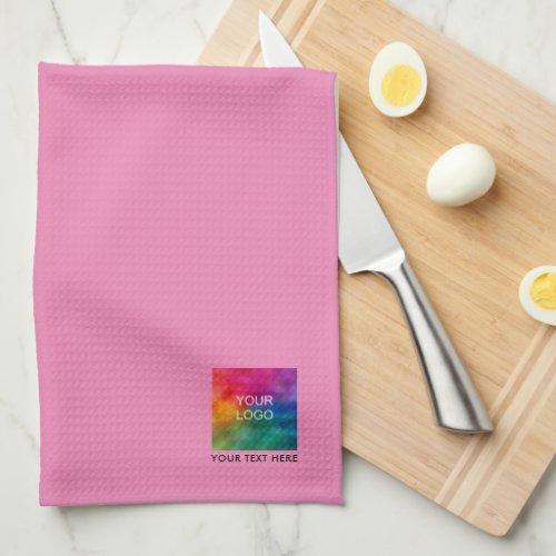 Add Your Business Logo Text Cute Pink Custom Kitchen Towel